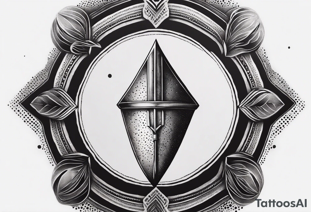 a spear pointing down with a shield in front of it tattoo idea