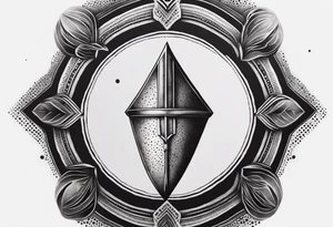 a spear pointing down with a shield in front of it tattoo idea