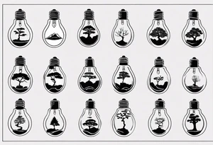 A tiny bonsai tree inside an upside down light bulb tattoo idea