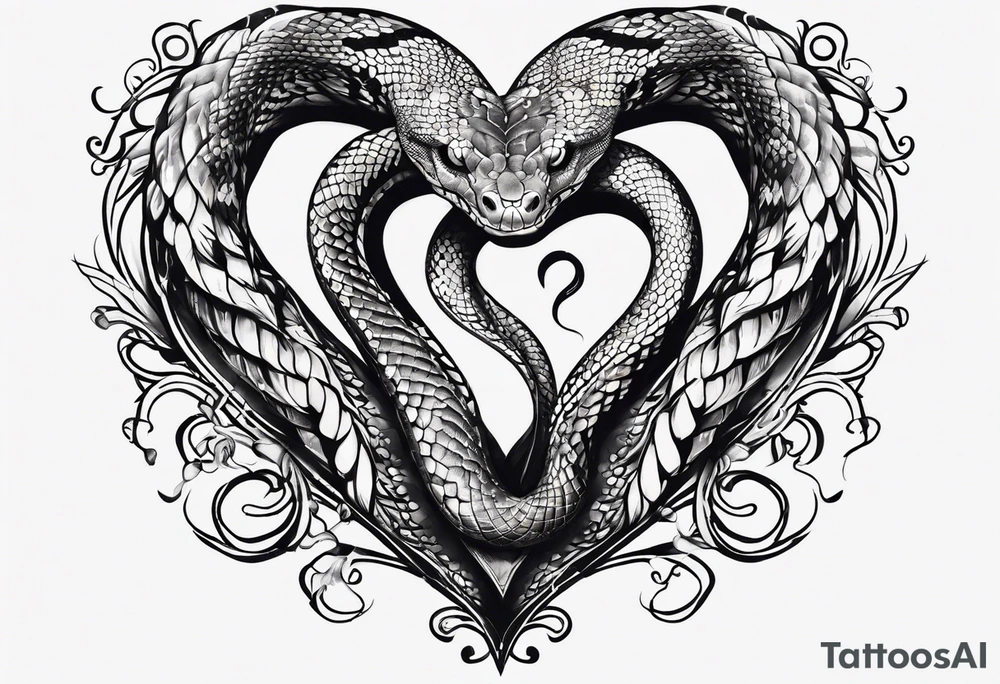 snake around a heart tattoo idea