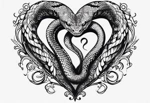 snake around a heart tattoo idea