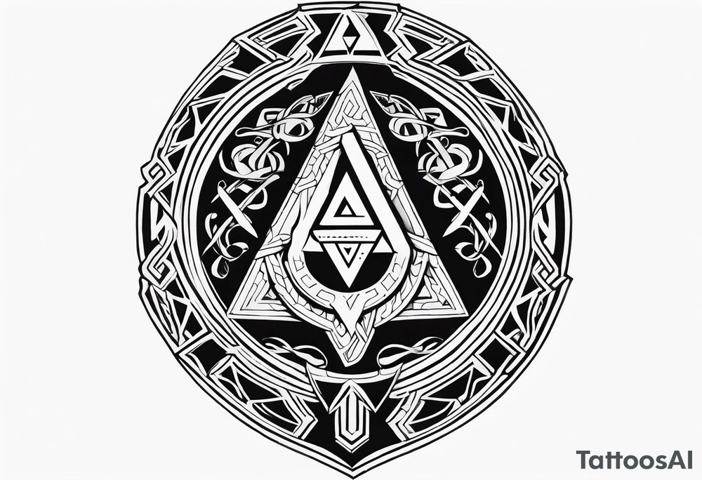 Valhalla valknut shield axe sword tattoo idea