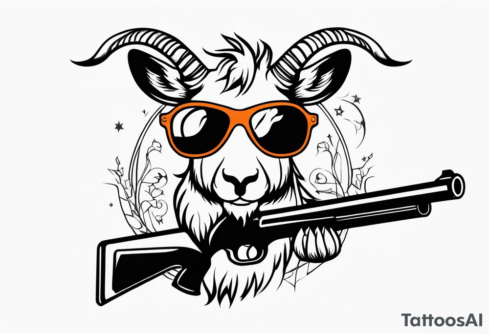 capricorn with sunglasses and shotgun tattoo idea