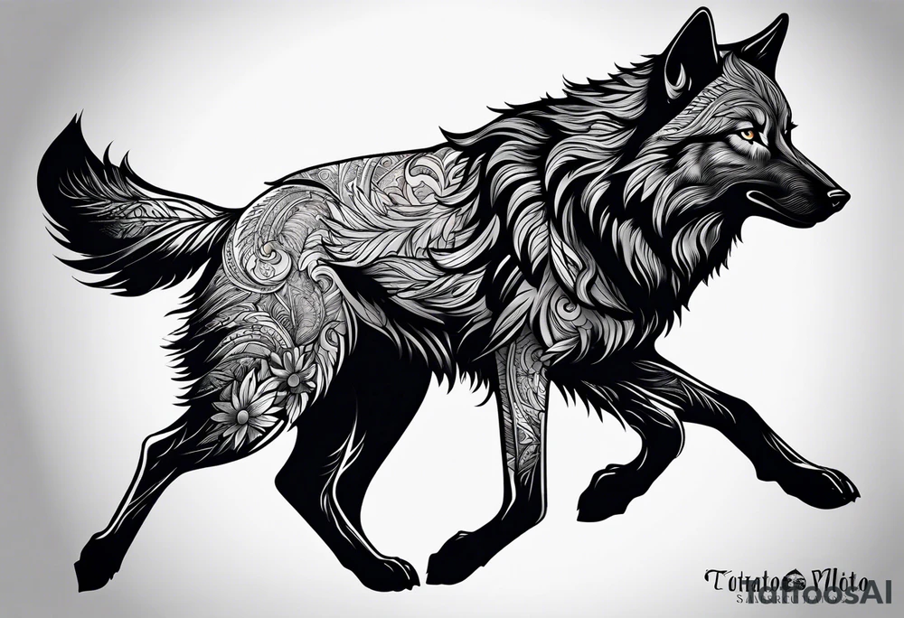 black wolf tattoo idea