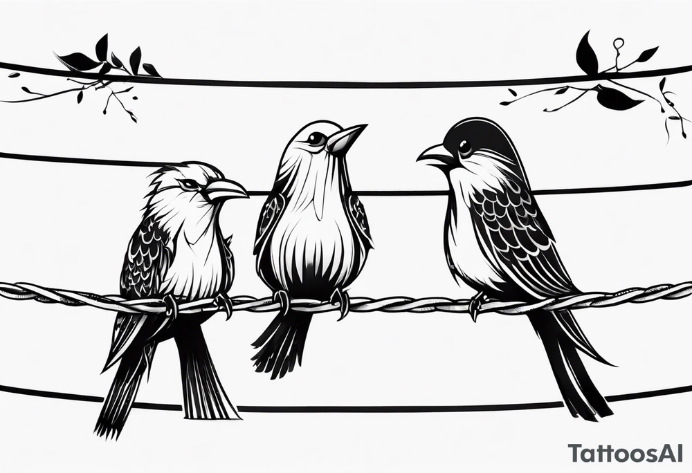 Three birds on a wire tattoo idea