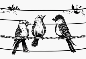 Three birds on a wire tattoo idea