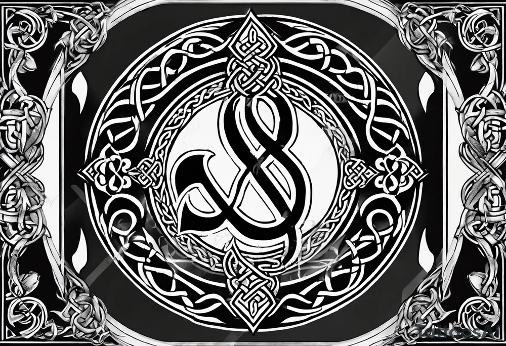 Celtic styling, anchor, bass clef note, treble clef note, dog paw print, half sleeve, forearm tattoo idea