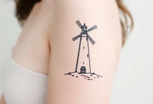 Part lighthouse part farm windmill tattoo idea