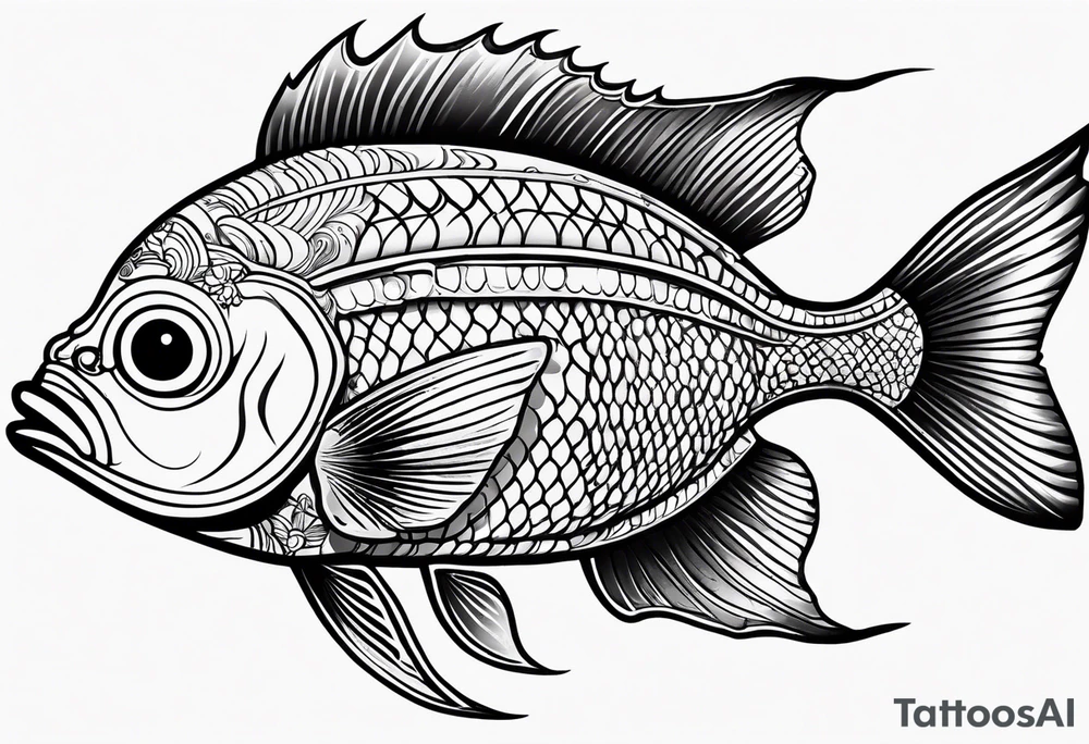 Line work fish tattoo idea