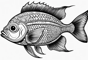 Line work fish tattoo idea
