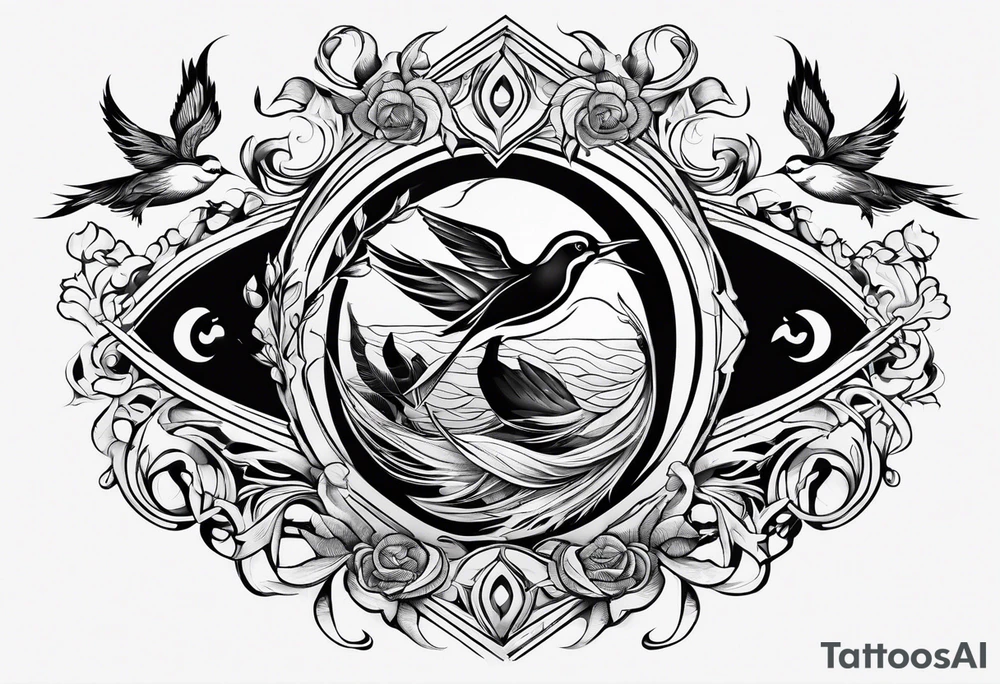 Infinity Symbol with birds and fish tattoo idea