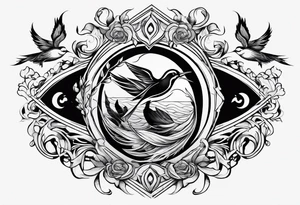 Infinity Symbol with birds and fish tattoo idea
