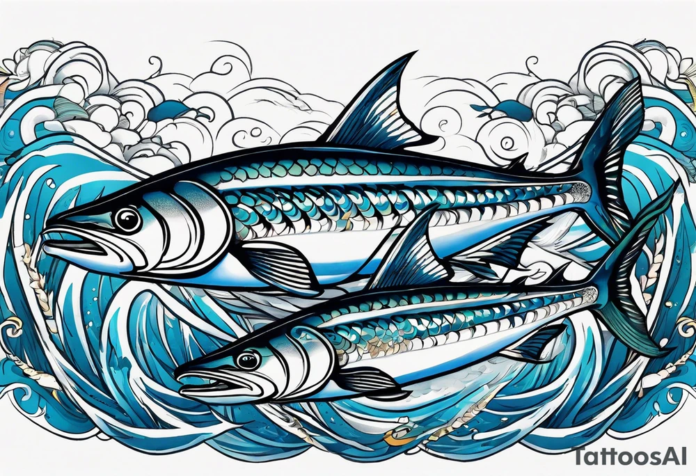 Shoal of mackerel in the ocean tattoo idea
