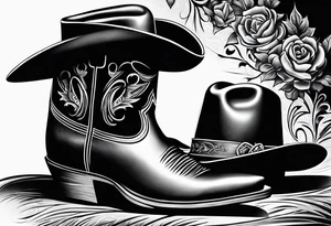 Cowboy boots with cowboy hat tattoo idea