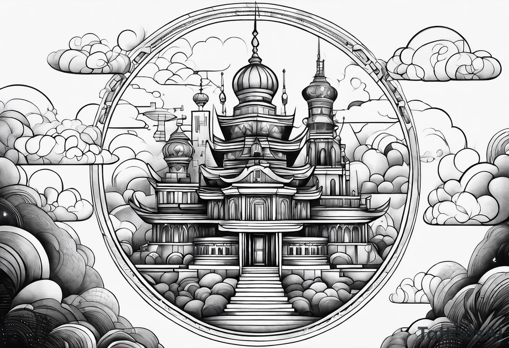 cloud town tattoo idea