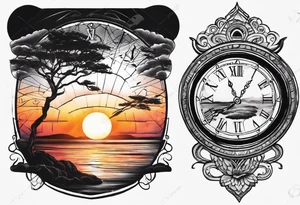 time element in sunset for man simple design tattoo idea