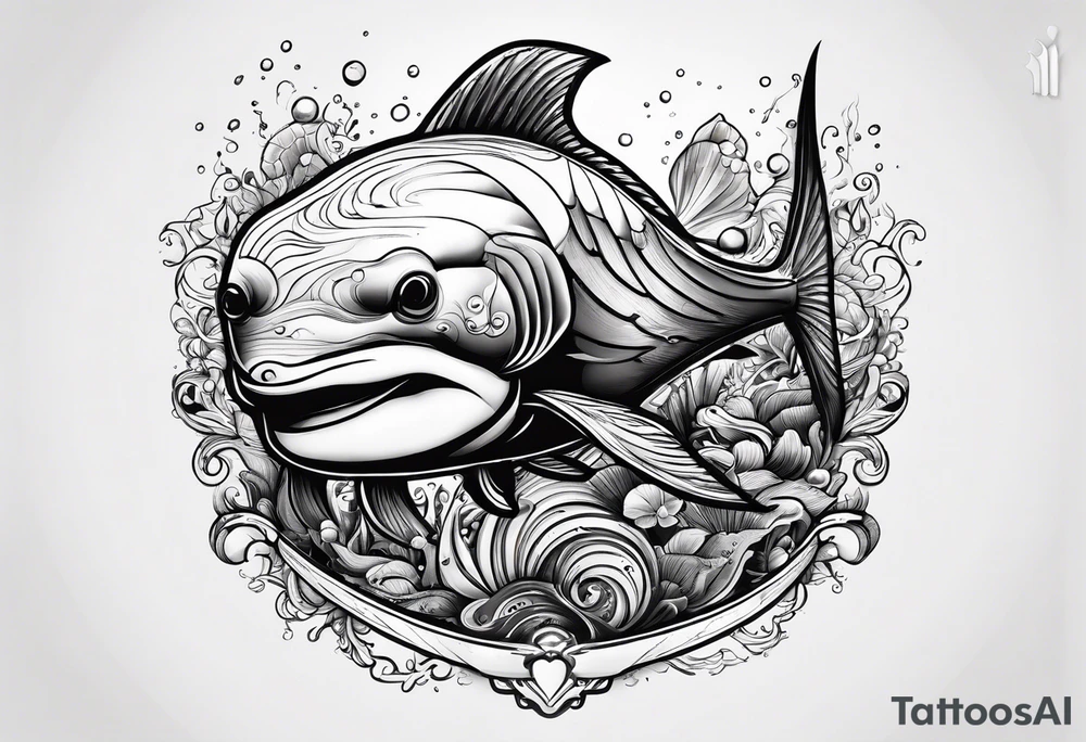 matching 2 separate tattoos . Water related. Marine life tattoo idea