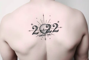 Numbers 222 sunset love stardust and vibration tattoo idea