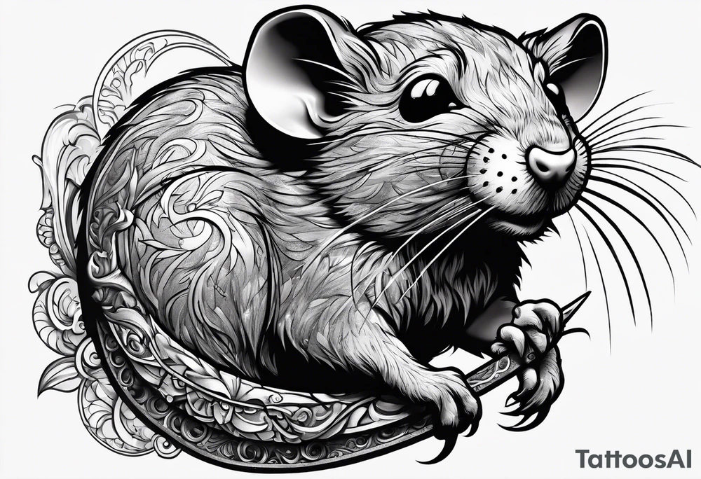 Crazy rat with a lighter tattoo idea