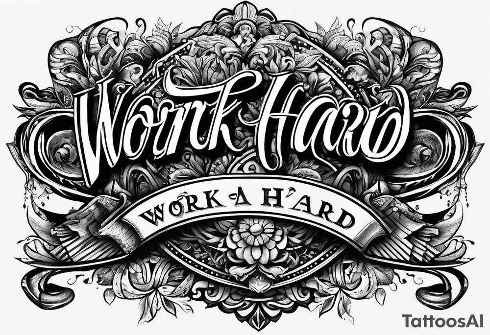 I want a tattoo containing the following two words "work hard" and "play hard". tattoo idea