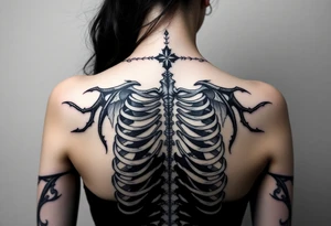 Gothic siren with skeletal portions showing tattoo idea
