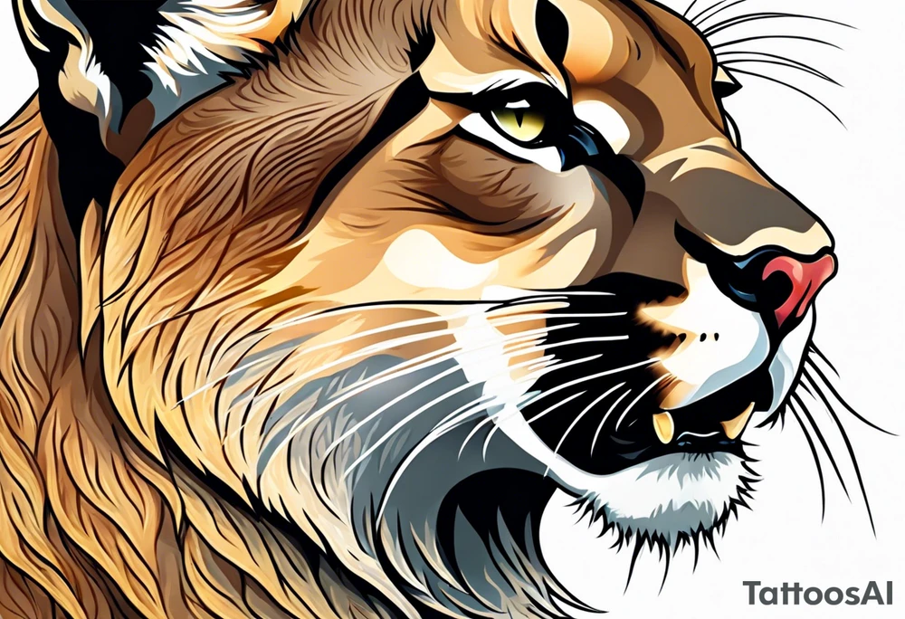 mountain lion growling tattoo idea