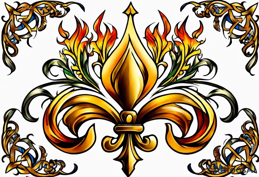 Fleur de lys celtique en flamme tattoo idea