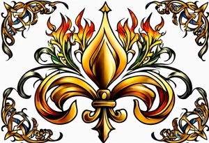 Fleur de lys celtique en flamme tattoo idea