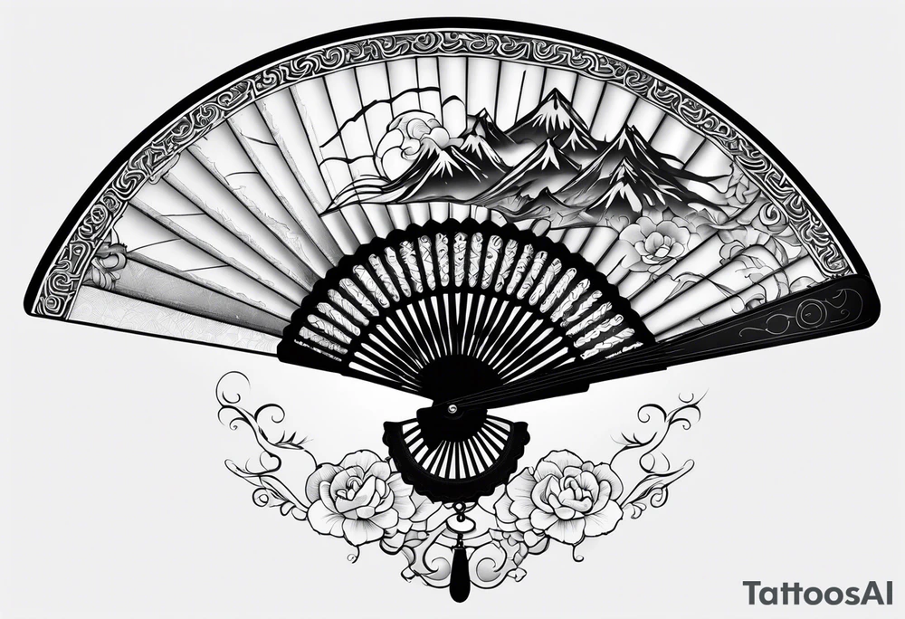 Black Japanese fan tattoo idea