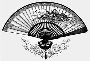 Black Japanese fan tattoo idea