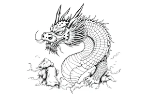 chinese dragon frontal,landscape. tattoo idea