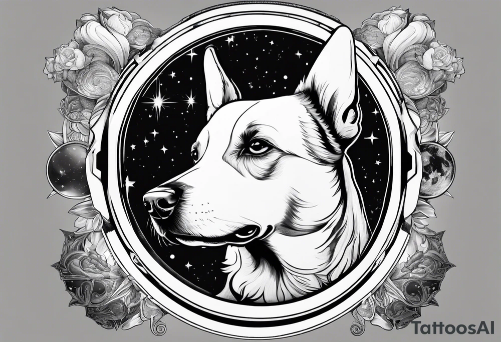dog in space tattoo idea