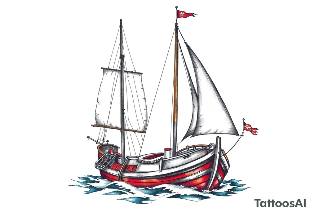 sailing boat at achor tattoo idea