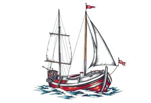 sailing boat at achor tattoo idea