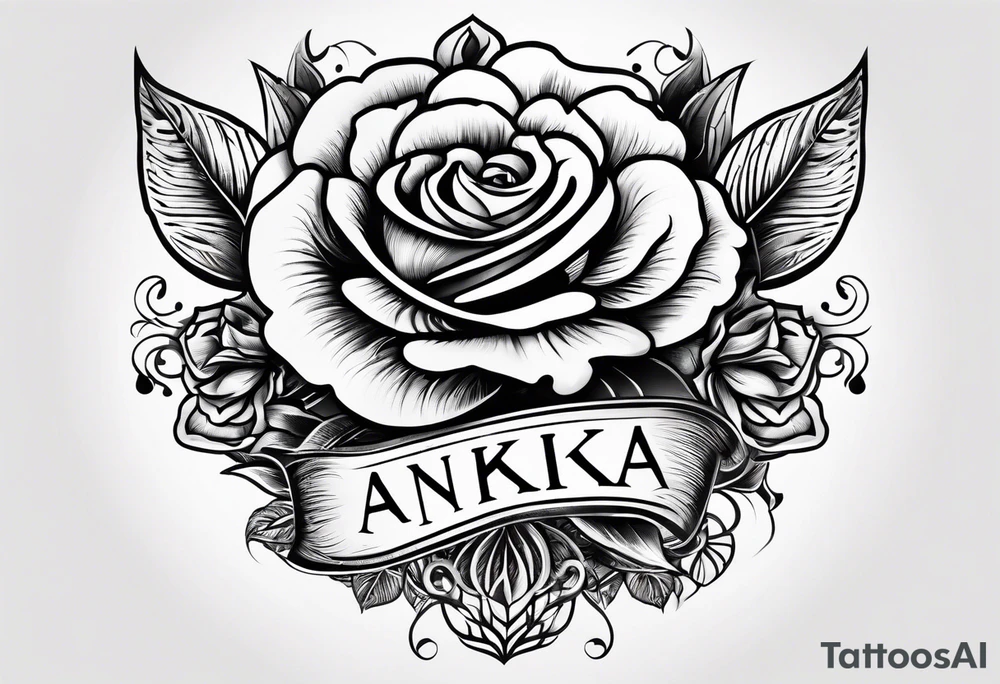 Name Anika Rose in vintage typography lettering tattoo idea
