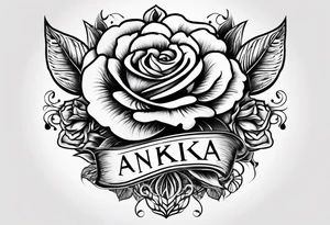 Name Anika Rose in vintage typography lettering tattoo idea