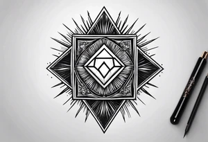 Sun drawing inside of a diamond shape tattoo idea