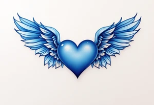 Ocean Heart with Seashell Wings – A deep blue heart, surrounded by seashell-adorned wings, symbolizing love that is fluid, deep, and eternal like the ocean. tattoo idea