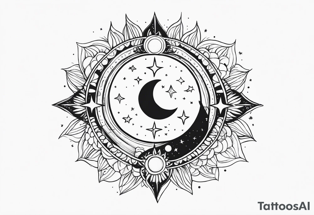 With all my heart and all my soul to the end of the universe To infinity and beyond sun and moon tattoo idea