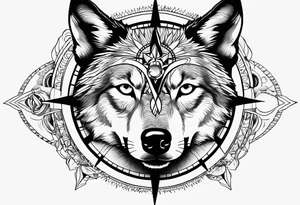 Compass in a wolf eyes tattoo idea