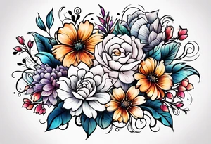 flower bouquet tattoo idea