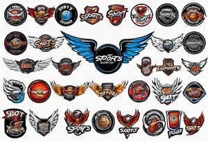 hockey puck with wings that says "SHOT SPORTS" tattoo idea