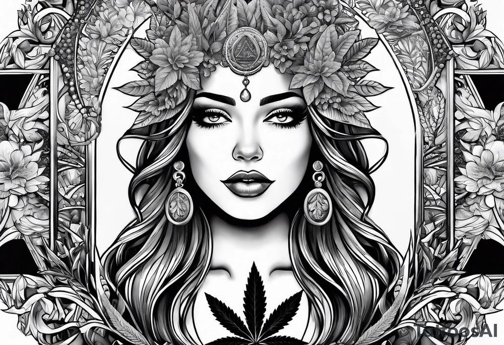 Goddess of marijuana tattoo idea