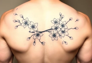 delicate cherry blossoms swirling in spring breeze with petals tattoo idea