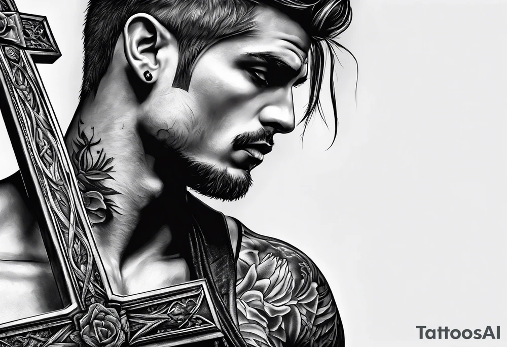 man carrying a cross tattoo idea