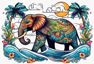 Animal cute , ocean, palm tattoo idea