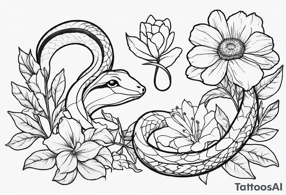 Snakes and wildflowers tattoo idea