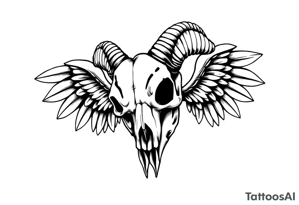 goat skull odd crying angel un tattoo idea