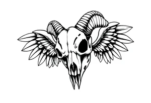 goat skull odd crying angel un tattoo idea