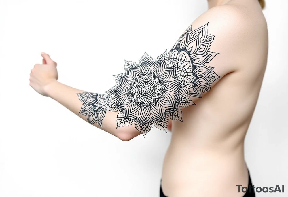 bold line shaman mandala tattoo idea